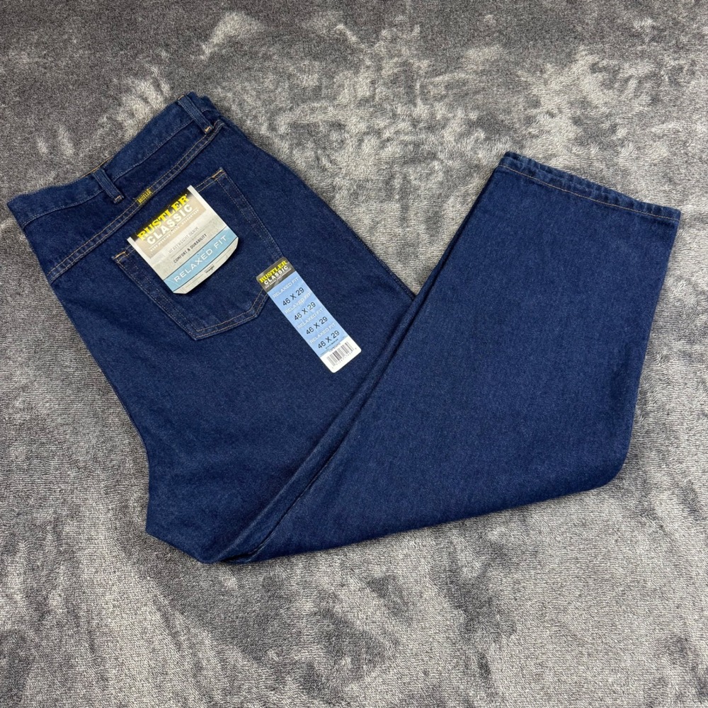 Rustler Jeans Men 46x29 Blue Classic Relaxed Fit Heavyweight Denim 1087834PW